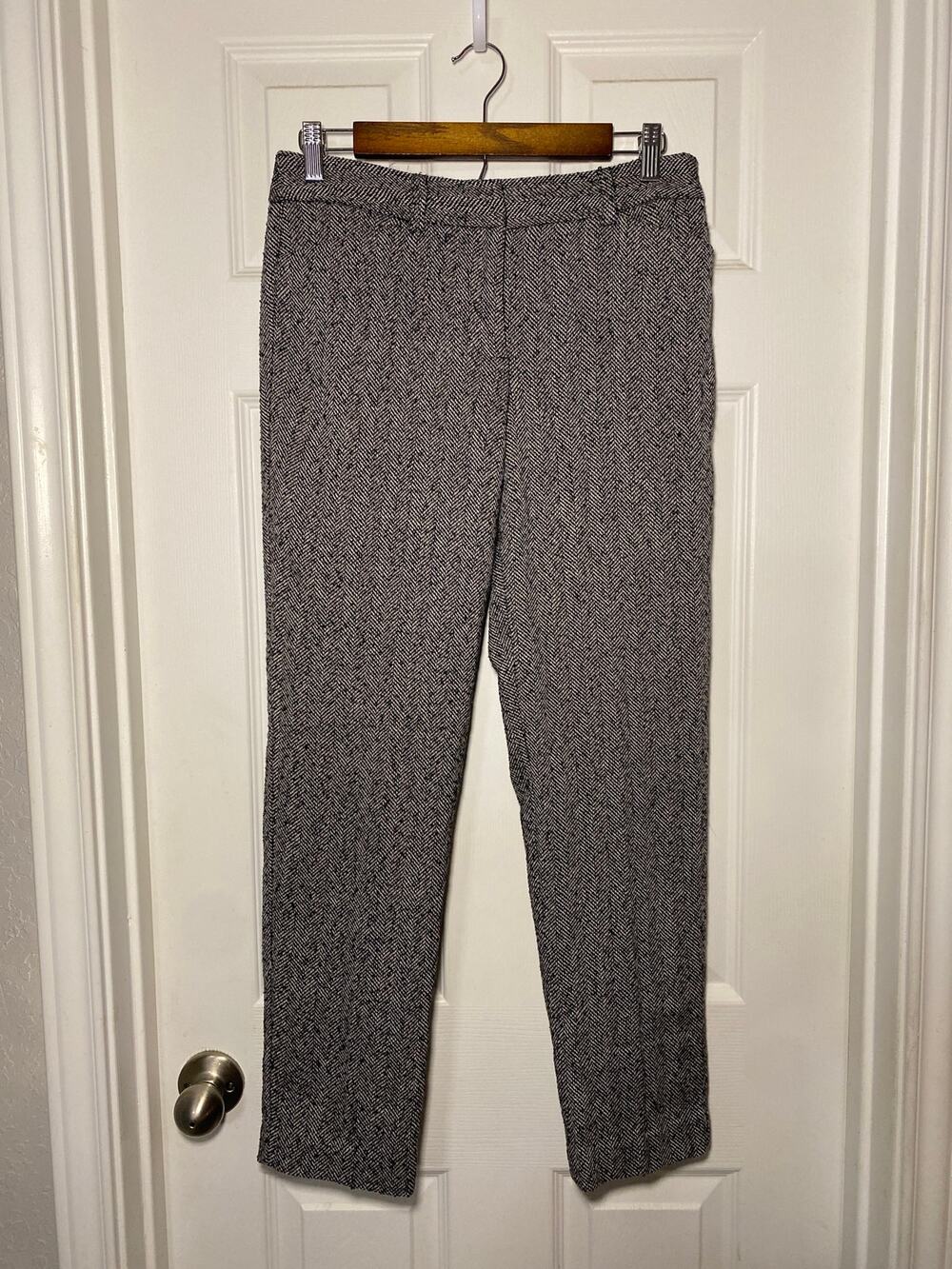 Talbots Hampshire Ankle Dress Pants Size 2 Black Cream Tween Wool Blend